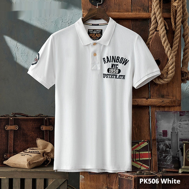 Summer Casual Men's Slim-fitting Simple Lapel Short Sleeve T-shirt