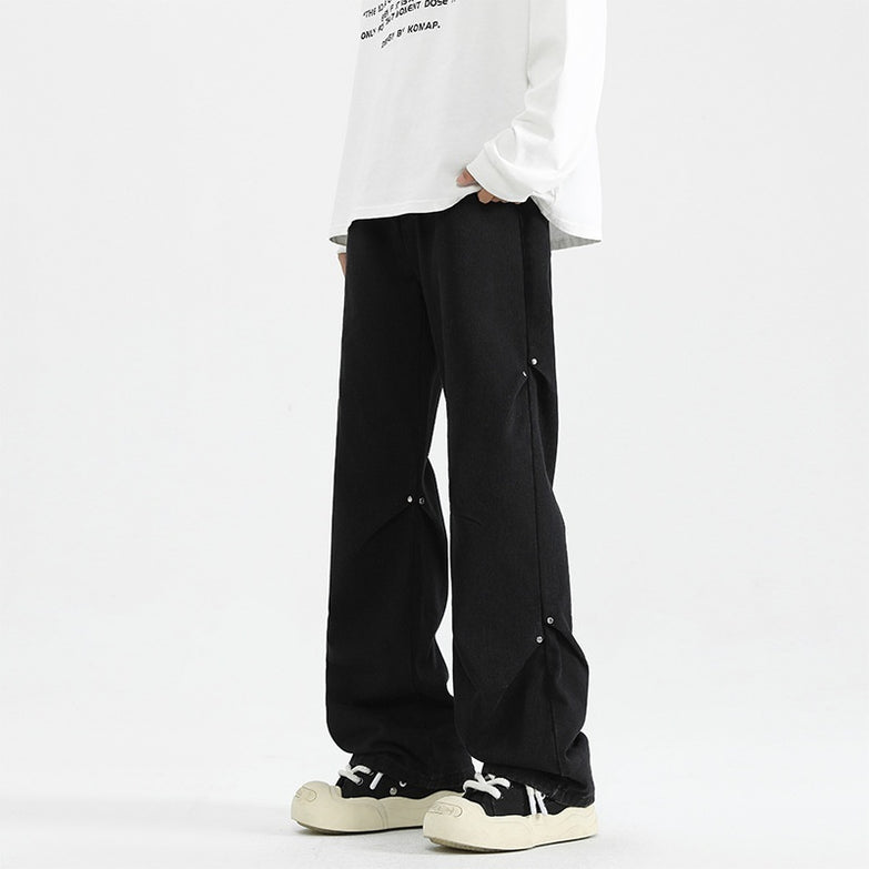 Denim High Street Pu Shuai Retro Straight Loose Trousers