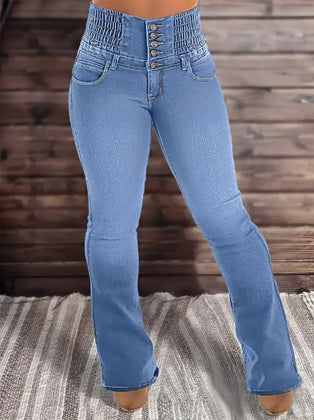 Women's Stretch Button Denim Pants