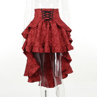 Patchwork Hip Skirt Elegant Slim High Waist Lace-up Waist-controlled Trailing Skirt Women