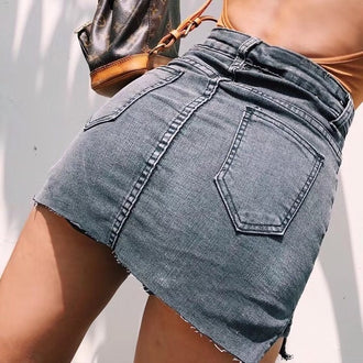 Women's split denim skirt pants