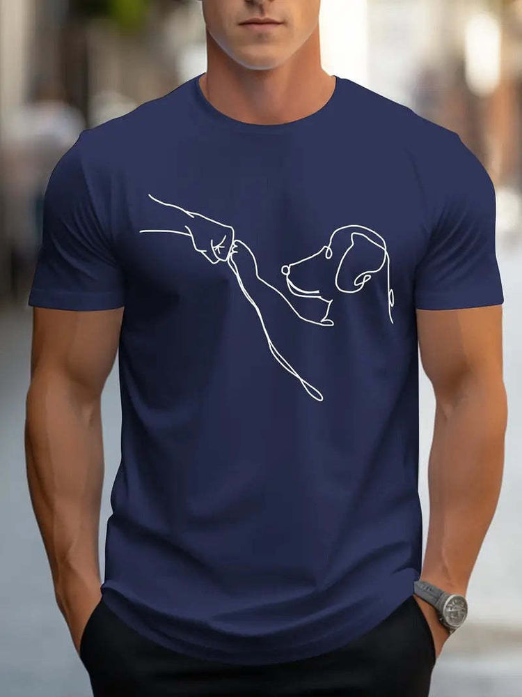 Printed T-shirt Men's Short-sleeved Pattern Top
