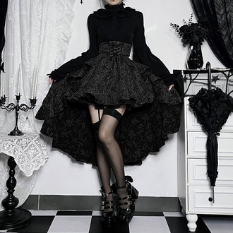 Patchwork Hip Skirt Elegant Slim High Waist Lace-up Waist-controlled Trailing Skirt Women
