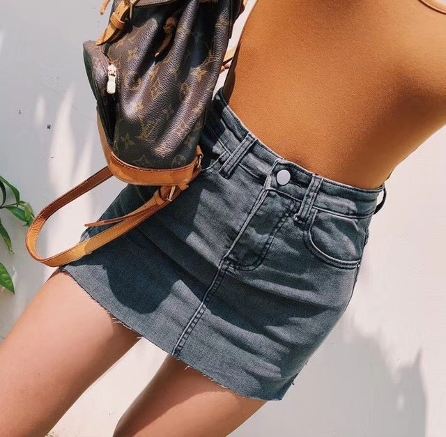 Women's split denim skirt pants