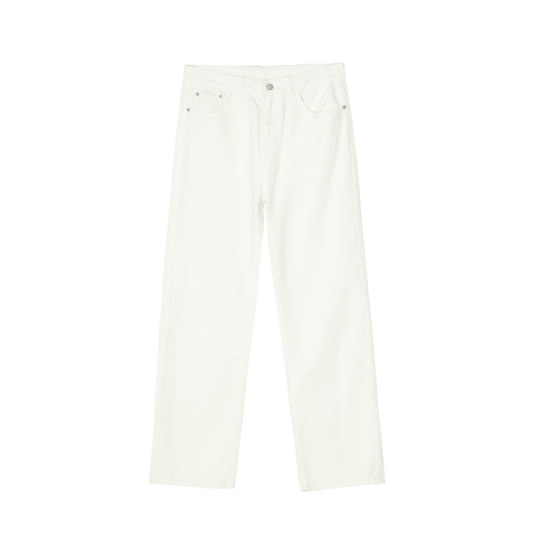 Black And White Basic Simple Jeans Men's Slim Trousers