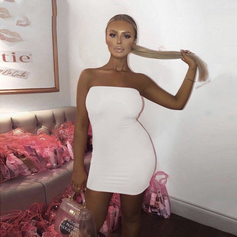 Women Sexy Open Back Fashionable Strapless Party Short Dress