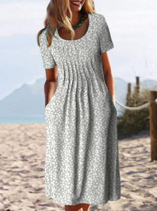 Women's Printed Dresses Waist Long