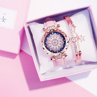 Rotating ladies net red quartz watch casual