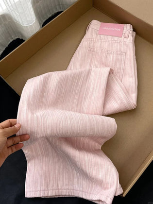 Striped Wide Leg Jeans Women's High Waist