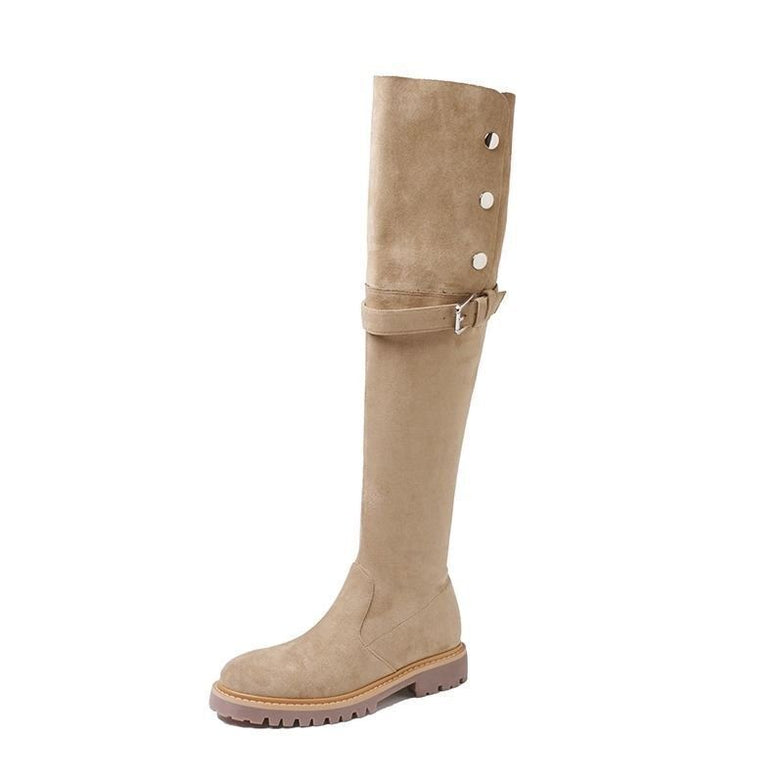 Thick Bottom Increased By Slim Fit Suede Knee-high Boots
