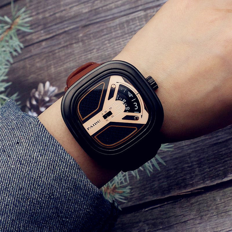 Men's Fashion Watch All Match Leather Belt Quartz Watch