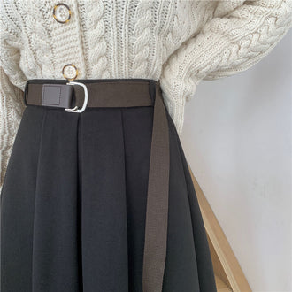 High Waist Retro Medium Length Skirt