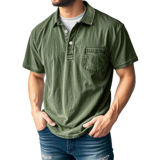 Men's Casual All-matching Short Sleeve Button Lapel Shirt Polo Shirt