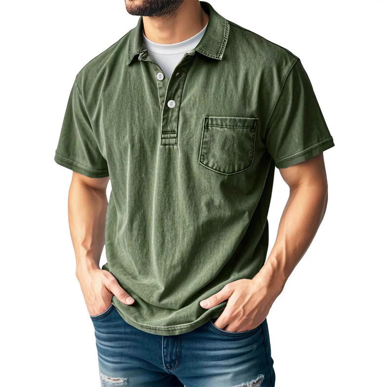 Men's Casual All-matching Short Sleeve Button Lapel Shirt Polo Shirt