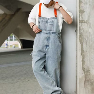 Jumpsuit Suspender Men's Business Shirt Wide Leg Pants