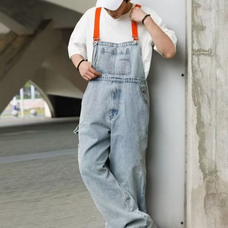 Jumpsuit Suspender Men's Business Shirt Wide Leg Pants