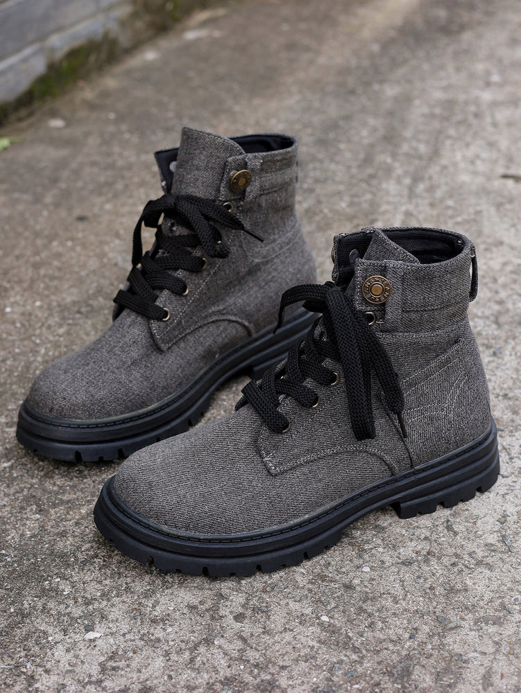 Plus Size Platform Martin Boots Female Lace Up Casual Ankle Boots