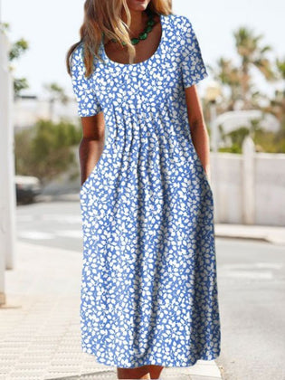 Women's Printed Dresses Waist Long