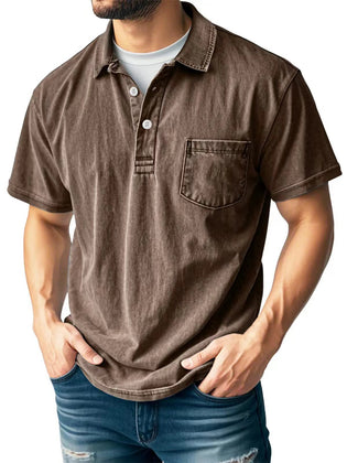 Men's Casual All-matching Short Sleeve Button Lapel Shirt Polo Shirt