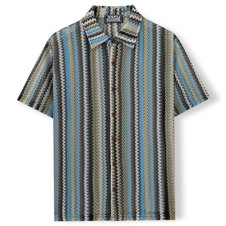 Summer New Men's Ethnic Style Striped Shirt