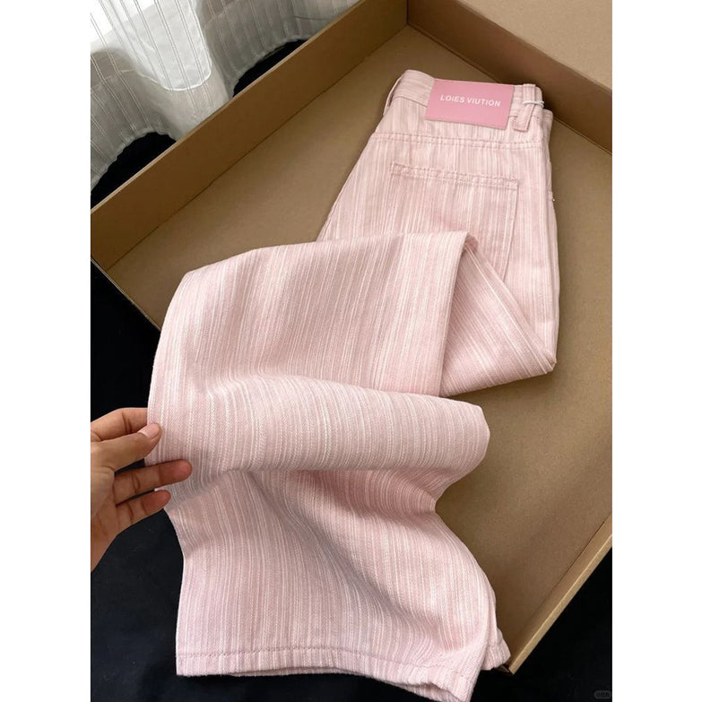 Striped Wide Leg Jeans Women's High Waist