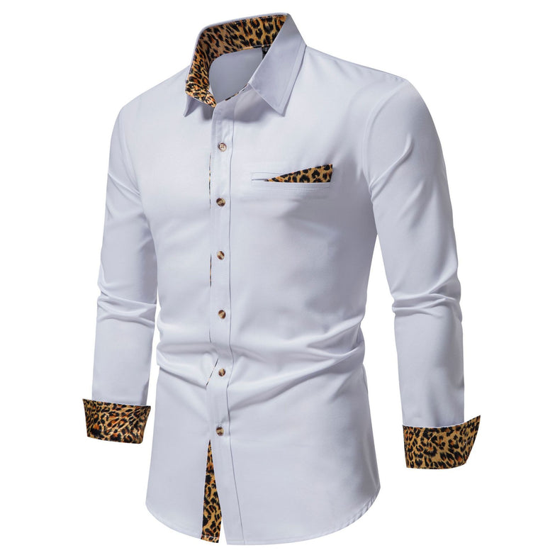 Men's Shirt Color Matching Long Sleeve Clothing