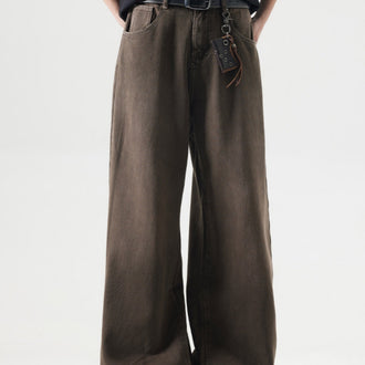 Retro Washed High Straight Loose Jeans