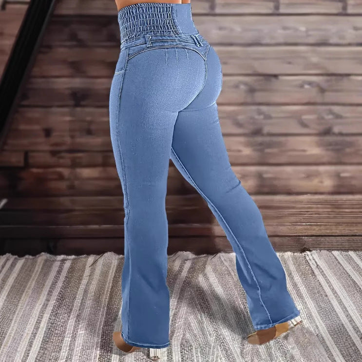 Women's Stretch Button Denim Pants