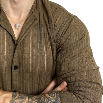 Solid Color Hollow Round Neck Hollow Cardigan