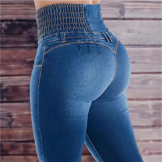 Women's Stretch Button Denim Pants