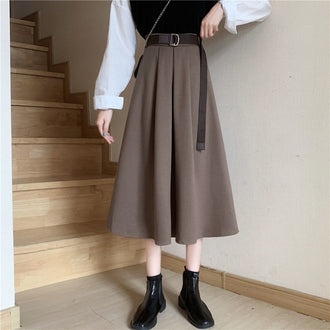 High Waist Retro Medium Length Skirt