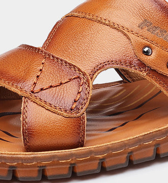 Men's Sandals Beach Shoes Top Layer Cattlehide Leather Fashion