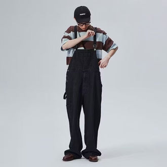 Jumpsuit Suspender Men's Business Shirt Wide Leg Pants