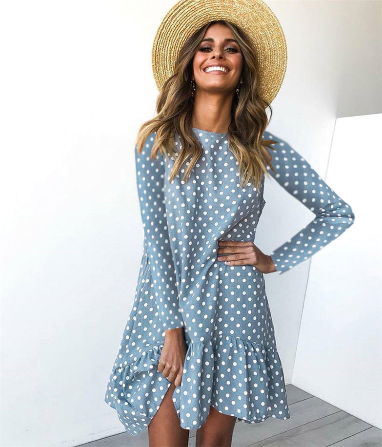Irregular mid-wave dot dresses