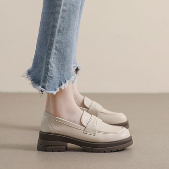 Vintage Leather Round Head Height Increased By Shoes