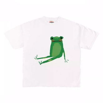 Frog Print T-shirt Cute Animal Pattern Spoof Casual All-match