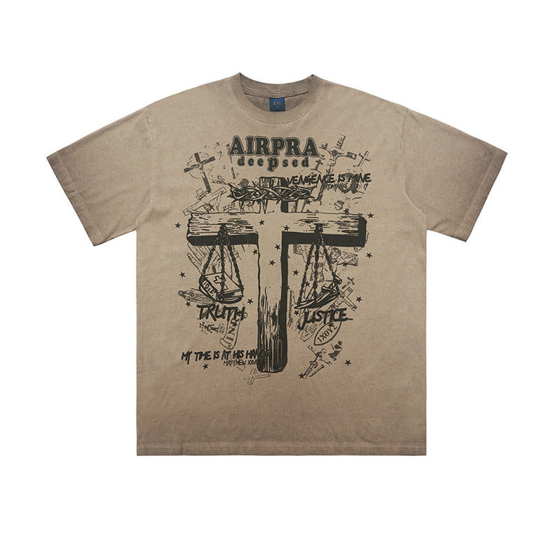 Printed Cotton Short-sleeved T-shirt Men's And Women's Bottoming Shirt Autumn And Winter