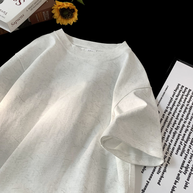 Stone Washed Ice-feeling Tencel Cotton Ice Silk Short Sleeve T-shirt