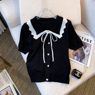 Women's Design Short Sleeve Bow T-shirt
