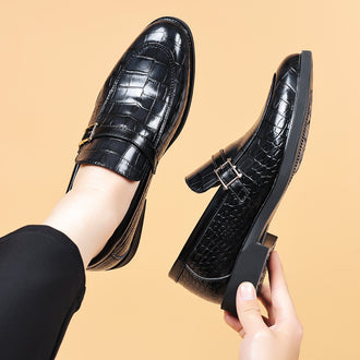 Leather Shoes Men's Business Crocodile Pattern