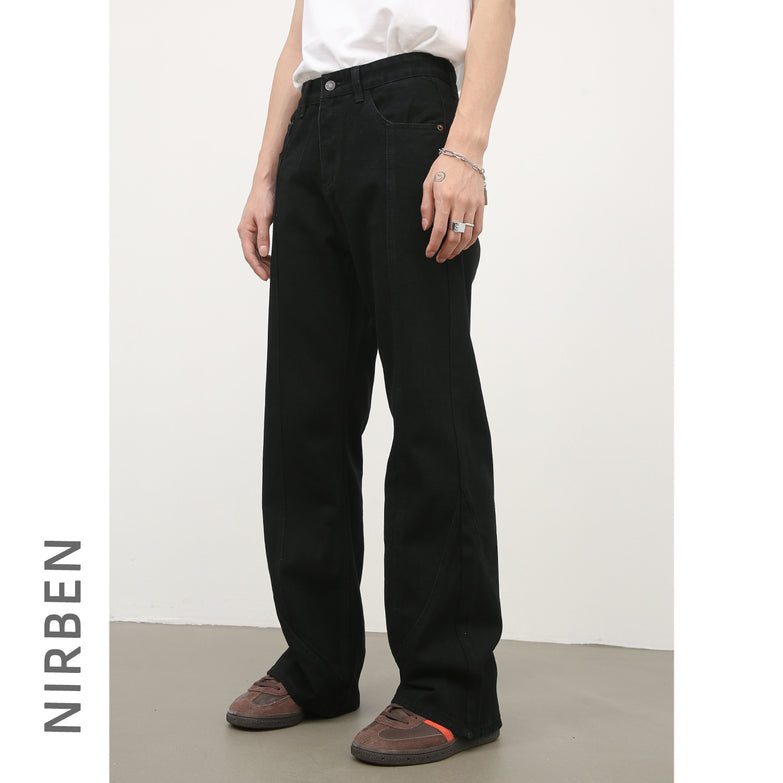 Black Weila Jeans Men's Loose Straight American Style
