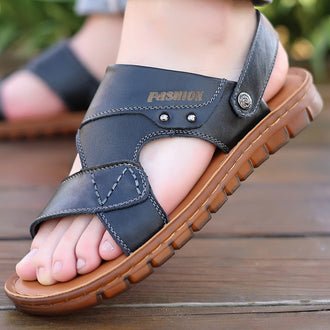 Men's Sandals Beach Shoes Top Layer Cattlehide Leather Fashion