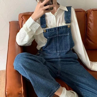 Fashion Personality Denim Suspender Pants For Women