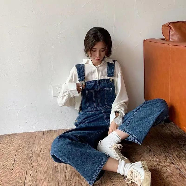 Fashion Personality Denim Suspender Pants For Women