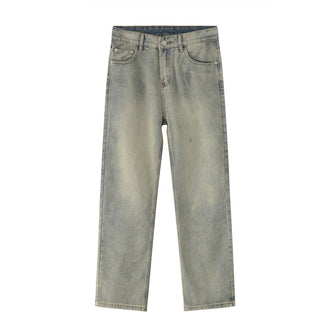 Black And White Basic Simple Jeans Men's Slim Trousers
