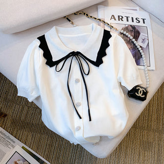 Women's Design Short Sleeve Bow T-shirt