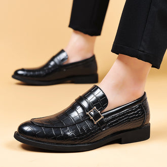 Leather Shoes Men's Business Crocodile Pattern