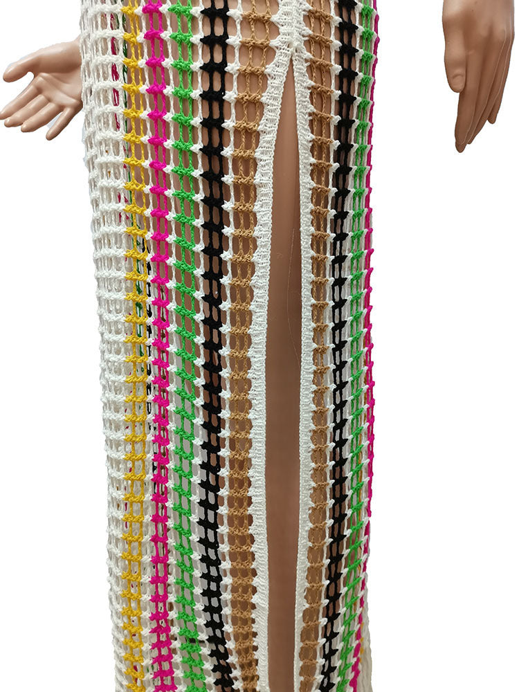 Hand Crochet Knitted Tassel Color Matching Beach Skirt