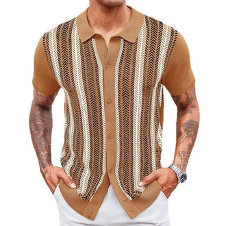 Men's Casual Striped Jacquard Sweater