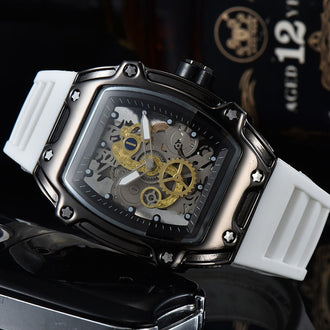 Two Hands Turn Dial Personalized Skeleton Transparent Quartz Watch